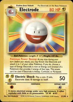 ELECTRODE 21/102 RARE BASE SET UNLIMITED POKEMON MP - Image 2
