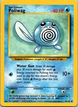 Poliwag 59/102 Common Base Set Unlimited Pokemon Near Mint - Image 1