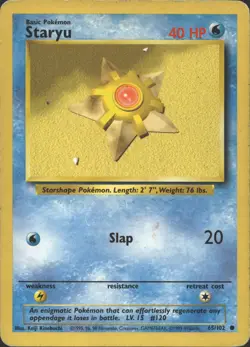 STARYU 65/102 COMMON BASE SET UNLIMITED POKEMON MP - Image 2