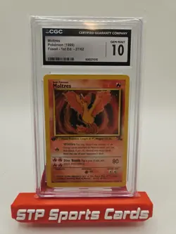 1999 Pokemon Fossil Moltres 1st Edition CGC 10 #27/62 - Image 1