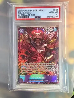 ONE PIECE OP13- 064 CARRYING ON HIS WILL ALTERNATE ART ALT GOL D. ROGER PSA 10 - Image 1