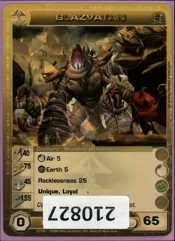 (210827) BLAZVATAN 140/75/45/155/65 (0 Max Stats) Ultra Rare Foil Chaotic Card - Image 1