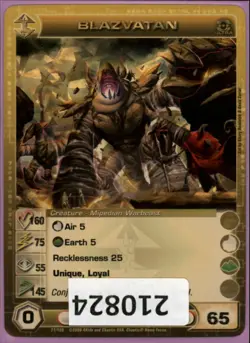 (210824) BLAZVATAN 160/75/55/145/65 (1 Max Stats) Ultra Rare Foil Chaotic Card - Image 1