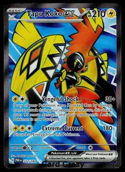Tapu Koko ex 222/182 SV04: Paradox Rift Ultra Rare Pokemon Card NM - Image 1