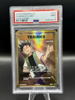 PSA 9 Brock’s Grit Full Art #107 XY Evolutions Pokemon 2016 ENGLISH MINT - Image 1