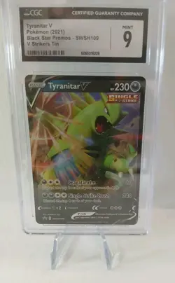 Tyranitar V SWSH109 Black Star Promo Pokemon Card CGC 9 Mint - Image 1