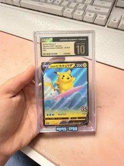 Surfing Pikachu V CGC 10 Holo Pokemon Card 25th Anniversary Japanese 021/028 - Image 1