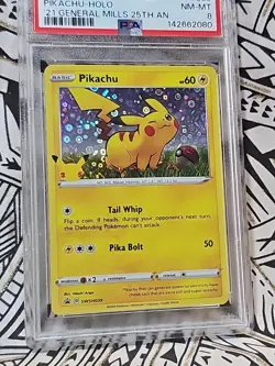 Pikachu-Holo '21 General Mills 25th An. Pokemon Black Star Promo 039 PSA 8 (080) - Image 2