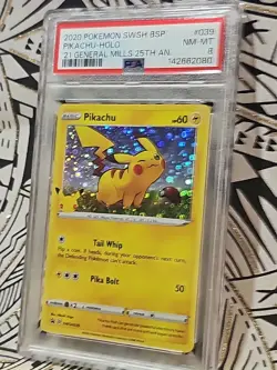 Pikachu-Holo '21 General Mills 25th An. Pokemon Black Star Promo 039 PSA 8 (080) - Image 5