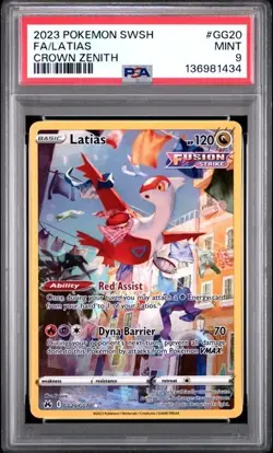 2023 POKEMON SWORD & SHIELD CROWN ZENITH #GG20 FULL ART/LATIAS PSA 9 - Image 1