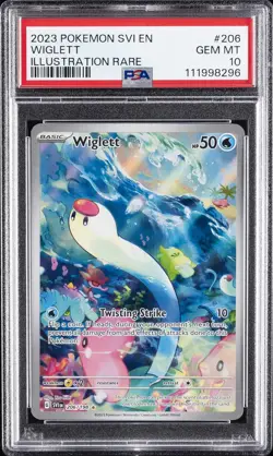 2023 POKEMON SVI EN-SCARLET & VIOLET ILLUSTRATION RARE #206 WIGLETT PSA 10 - Image 1