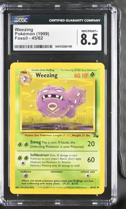 Weezing Fossil 45/62 English Pokemon CGC 8.5 NM/Mint+ - Image 1