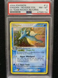 2004 Pokemon EX Team Rocket Returns Kingdra Reverse Foil 12/109 PSA 8 NM-MT - Image 1