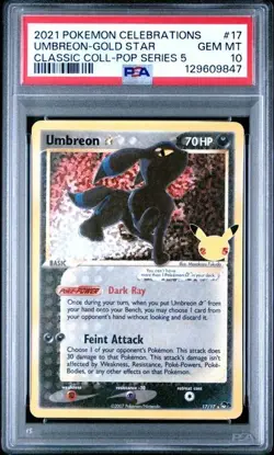 Pokemon Umbreon Gold Star Celebrations Classic Coll 17/17 PSA 10 - Image 1