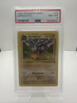 Pokemon 1999 Aerodactyl 1/62 Fossil Holo PSA 8 - Image 1
