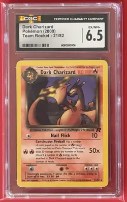 2000 Pokemon Dark Charizard CGC 6.5 EX/NM+ Team Rocket 21/82 - Image 1