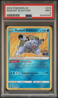 2022 POKEMON GO #018 RADIANT BLASTOISE PSA 9 - Image 1