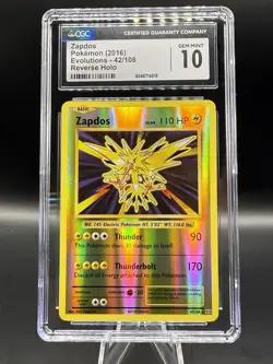 CGC 10 Zapdos Reverse Holo XY Evolutions Pokemon #42 English 2016 GEM MINT - Image 1