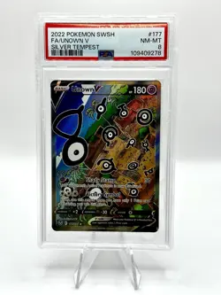PSA 8 Unown V Full Art #177 Silver Tempest Pokemon 2022 ENGLISH NM-MT - Image 1
