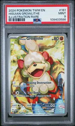 2024 Pokemon Perrin & Growlithe Twilight Masquerade 181 & 220/167 PSA 9 Both - Image 3