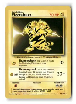Electabuzz 20/102 Rare Base Set Pokemon Moderately Played - Image 1