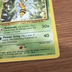Beedrill 17/102 Base Set Unlimited Pokemon TCG MP - Image 3