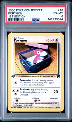 2000 Pokemon Rocket #48 Porygon 1st Edition PSA 6 - Image 1