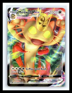 💥 Pokemon TCG - Meowth VMAX SWSH005 Promo SWSH Black Star Holo - Image 1