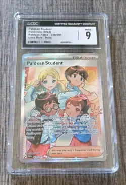 Pokemon Paldean Student #230 Paldean Fates 2024 Full Art Trainer - CGC 9 - Image 1