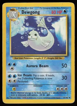 DEWGONG 25/102 UNCOMMON BASE SET UNLIMITED POKEMON HP - Image 1
