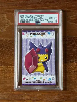2015 Poncho Pikachu Sableye Pokemon XY MC Business Card Promo Japanese PSA 10 - Image 1