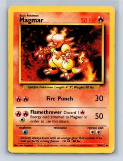 MAGMAR 36/102 UC BASE SET UNLIMITED POKEMON MP - Image 1