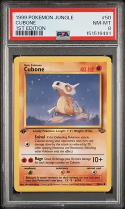 PSA 8 - 1999 POKEMON JUNGLE #50 CUBONE 1ST EDITION - Image 1
