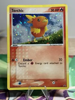 Torchic 017 Nintendo Promo Pokemon Card 2004 Holo Black Star Rare HP SWIRL - Image 1