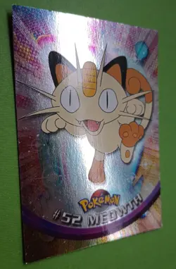 POKEMON Topps Card #52 MEOWTH HOLO Blue Logo MP TV Animation 1999! - Image 2