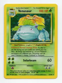 Pokemon TCG Venusaur Base Set Holo Unlimited Card 15/102 LP+ - Image 1