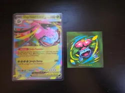 Pokemon TCG Mega Venusaur ex JUMBO MEP013 013 Lenticular Promo Card & Sticker - Image 1