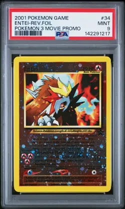 2001 POKEMON GAME MOVIE POKEMON 3 MOVIE PROMO #34 ENTEI-REVERSE FOIL PSA 9 - Image 1