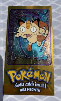 Pokemon Topps #52 MEOWTH Chrome 1999 Series 1 5of5 Card TV Animation Edition NM - Image 1