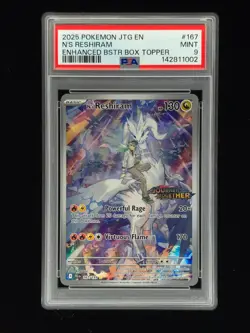 N's Reshiram Stamped Pokemon JTG Box Topper PSA 9 🔥🔥🔥 - Image 1