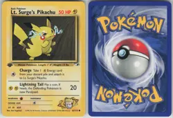 ✰ LT. SURGE'S PIKACHU 81/132 1ST EDITION COMMON GYM HEROES POKEMON ✰ LP - Image 1