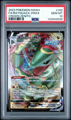 2023 POKEMON SWSH FA/RAYQUAZA VMAX CROWN ZENITH 102/159 GEM MINT PSA 10 - Image 1