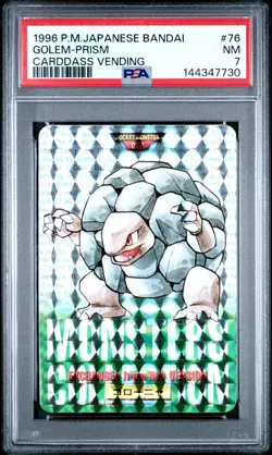 1996 POKEMON JPN BANDAI CARDDASS VENDING #76 GOLEM-PRISM PSA 7 - Image 1