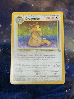Dragonite 4/62 Fossil Holo Holographic Rare Vintage WOTC 1999 Pokemon LP - Image 5