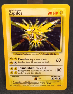 1999 Pokemon Zapdos 16/102 Base Set Holo Rare Unlimited WOTC NM/LP - Image 3