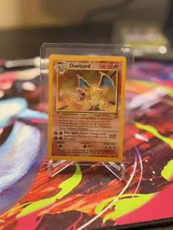 Pokemon Charizard 4/130 Base Set 2 Holo Rare English LP Half Swirl On Top - Image 1