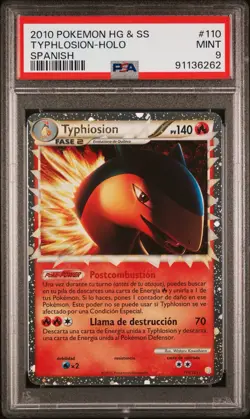 *PSA 9* Typhlosion Prime 2010 Pokemon HeartGold & SoulSilver Spanish #110 Holo - Image 1