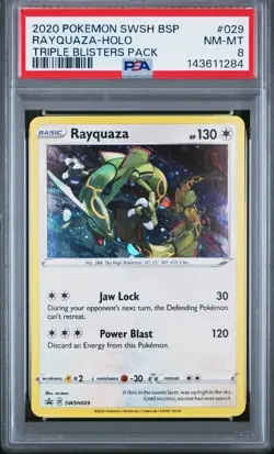 Pokemon TCG Rayquaza SWSH029 Cosmos Holo Black Star Promo PSA 8 - Image 1