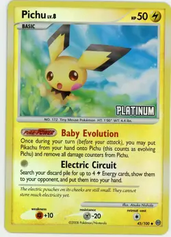 2006 Pokemon Pichu 45/100 Reverse Holofoil Stormfront Moderately Played - Image 1