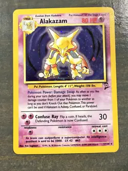2000 Pokemon Alakazam Holo 1/130 Base Set 2 WOTC Vintage LP - Image 1